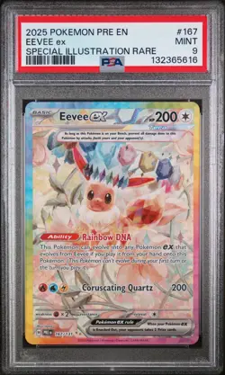 2025 POKEMON PRE EN-PRISMATIC EVOLUTIONS #167 EEVEE EX PSA 9 - Image 1