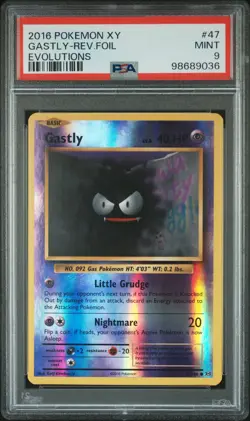 2016 POKEMON XY EVOLUTIONS #47 GASTLY-REVERSE FOIL PSA 9 - Image 1