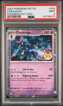 2024 POKEMON PAF EN-PALDEAN FATES POKEMON DAY 2024 #040 CERULEDGE PSA 9 - Image 1