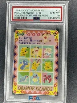 1999 Pocket Monsters Sealdass Orange Islands Pikachu and Others #12 PSA 10. - Image 1