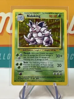Nidoking #11 Holo Rare Base Set Unlimited Pokemon TCG 1999 MP - Image 3