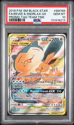 2019 POKEMON SM BLACK STAR PROMO #SM169 FULL ART/EEVEE & SNORLAX GX PSA 10 - Image 1