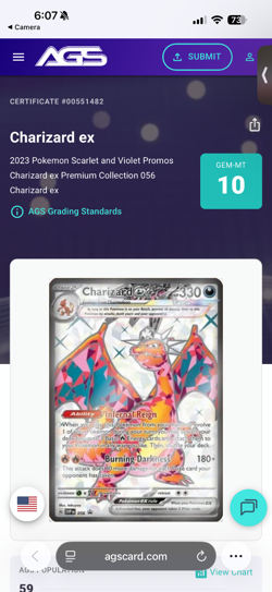 Pokemon Charizard EX 056 Scarlet & Violet Promo Holo CGC 10 Gem Mint - Image 3