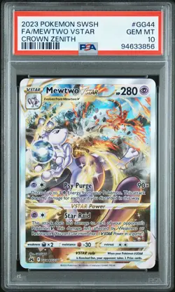 2023 POKEMON SWORD & SHIELD CROWN ZENITH #GG44 FULL ART/MEWTWO VSTAR PSA 10 - Image 1