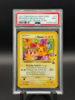 2021 Pokemon Celebrations Birthday Pikachu Holo 24 PSA 9 Mint - Image 1
