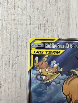Pokemon Raichu & Alolan Raichu GX TAG TEAM Full Art Holo 221/236 Sm-Unified Min. - Image 2