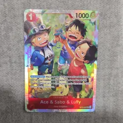 Namco Ace & Sabo & Luffy OP13-007 Super Rare Foil Carrying on His Will - Image 1