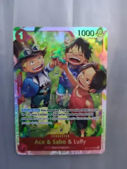 Namco Ace & Sabo & Luffy OP13-007 Super Rare Foil Carrying on His Will - Image 1