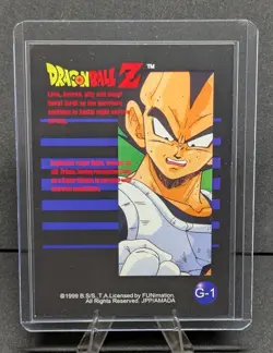 DBZ G-1 Super Saiyan Goku JPP/AMADA Funimation Card 1999 Dragon Ball Z FOIL LP - Image 2