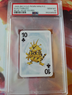 1999 Pokemon Electabuzz 10 of Clubs Bicycle Mini Playing Card PSA 10 Gem Mint - Image 1