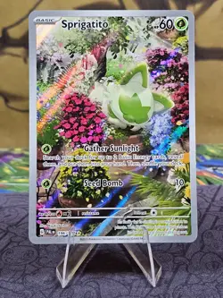 Pokemon TCG Sprigatito 196/193 Paldea Evolved Illustration Rare Holo Card NM- - Image 1