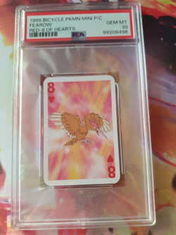 1999 Pokemon Fearow 8 of Hearts Bicycle Mini Poker Playing Card PSA 10 Gem Mint - Image 1