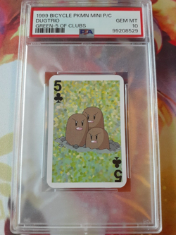 1999 Pokemon Dugrtrio 5 of Clubs Bicycle Mini Poker Playing Card PSA 10 Gem Mint - Image 1