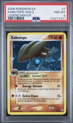 Kabutops 7/92 Holo Rare EX Legend Maker Pokemon Card (PSA 8 NM-MT) - Image 1