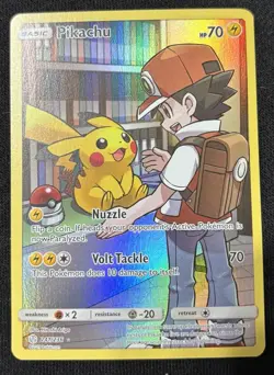 Pokemon Pikachu Secret Rare Full Art Holo SM Cosmic Eclipse Card 241/236 - Image 1