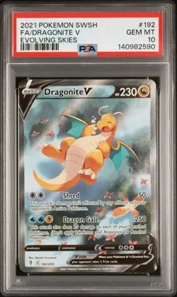 Dragonite V 192/203 Alt Art PSA 10 GEM MINT - Evolving Skies Pokemon Card - Image 1