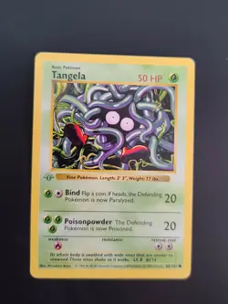 Tangela 66/102 Base Set 1st Edition Shadowless Common Card Light Gray **Error** - Image 1