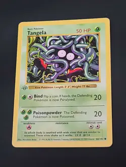 Tangela 66/102 Base Set 1st Edition Shadowless Common Card Light Gray **Error** - Image 4