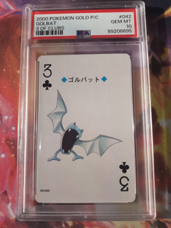 Pokemon Gold Ho-oh Back Golbat 3 of Clubs Poker Deck Playing Card PSA 10 POP 6 - Image 1