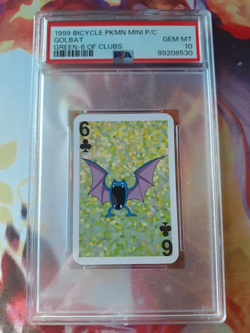 1999 Pokemon Golbat 6 of Clubs Bicycle Mini Poker Playing Card PSA 10 Gem Mint - Image 1
