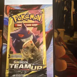 Pokemon Team Up Booster Pack (3 Card Mini Pack) - Sealed - Gengar Mimikyu Art - Image 1