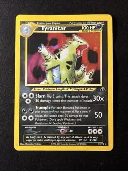 Pokemon TCG Tyranitar Card Neo Discovery 12/75 Unlimited Edition Holo Rare LP/MP - Image 1