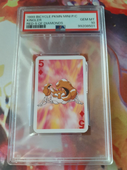 1999 Pokemon Kingler 5 of Diamonds Bicycle Mini Playing Card PSA 10 Gem Mint - Image 1