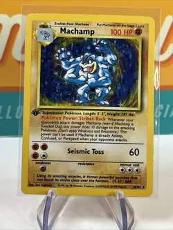 1st Ed Machamp #8 Holo Rare Pokemon 1999 Deck Exclusives WoTC First Edition MP - Image 3