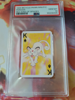 1999 Pokemon Persian King of Spades Bicycle Mini Playing Card PSA 10 Gem Mint - Image 1