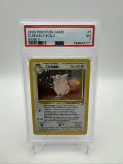 2000 Pokemon Base Set 2 5/130 Clefable Holo PSA NM 7 - Image 1