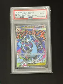 2025 POKEMON MEP EN-ME BLACK STAR PROMO #023 MEGA CHARIZARD X EX PSA 10 - Image 1