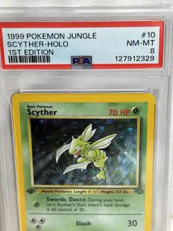 1999 Pokemon Jungle Scyther Holo 1st Edition PSA 8 - Image 2