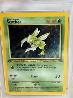 1999 Pokemon Jungle Scyther Holo 1st Edition PSA 8 - Image 3