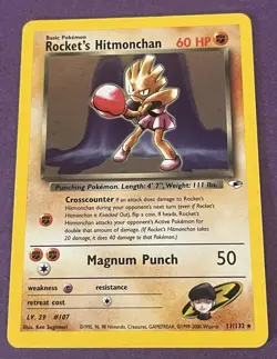2000 Pokemon Gym Heroes Rocket's Hitmonchan 11/132 Holo Rare - Image 1