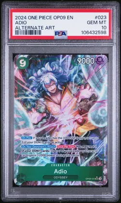 2024 ONE PIECE EMPERORS IN THE NEW WORLD #023 ADIO OP09 ALT ART PSA 10 GEM MINT - Image 1