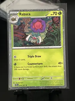 Pokemon TCG Rabsca 014/191 Sv08: Surging Sparks Reverse Holo Rare Card Cosmo NM - Image 1