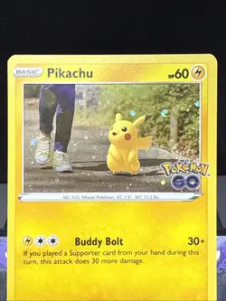 Pokemon Card Pikachu 027/078 Pokemon GO Cosmo Holo HD SWIRL Near Mint - Image 3
