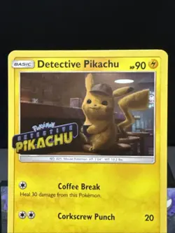 Pokemon Card Detective Pikachu SM190 Black Star Promo STAMPED Near Mint - Image 2