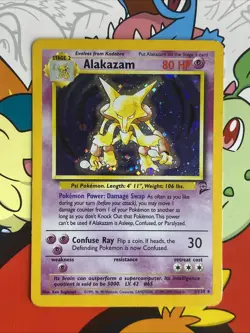 Pokemon Alakazam TCG Card 1/130 Base Set 2 Holo Unlimited Rare LP/MP - Image 1