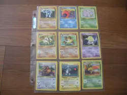 1999 POKEMON BASE SET 9 cards NM incl. Machoke, Kingler, Mankey, Primeape,Tauros - Image 1