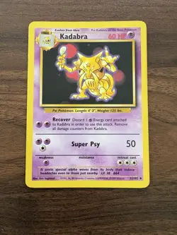 Kadabra 1999 Base Set Unlimited WOTC Vintage Pokemon Card 32/102 (LP-NM) - Image 1