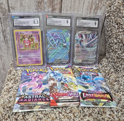 Pokemon CGC Graded Card lot 3 and sealed pack lot of 3 - Image 1