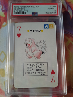 1996 Pokemon Slowbro 7 of Heart Red Charizard Poker Playing Card PSA 10 Gem Mint - Image 1