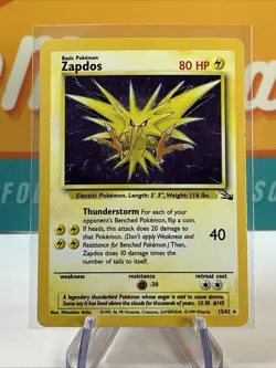 Zapdos #15 Corrected Holo Rare Variant Pokemon Fossil 1999 TCG LP Lightly Played - Image 3