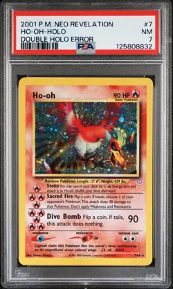 2001 POKEMON NEO REVELATION DOUBLE HOLO ERR #7 HO-OH-HOLO PSA 7 - Image 1