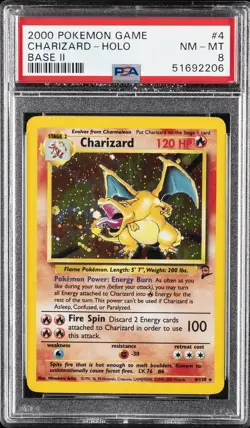 2000 POKEMON GAME BASE II #4 CHARIZARD-HOLO PSA 8 - Image 1