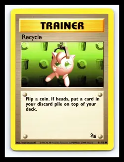 💥 Recycle Trainer Non Holo Foil WOTC Pokemon 61/62 Vintage Fossil Set 1999 💥 - Image 1