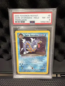 2000 Pokemon Team Rocket Dark Gyarados-Holo Prerelease PSA 8 - Image 1