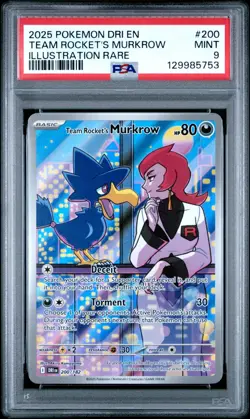 2025 POKEMON DESTINED RIVALS ILLUSTRATION RARE TEAM ROCKET'S MURKROW PSA 9 - Image 1