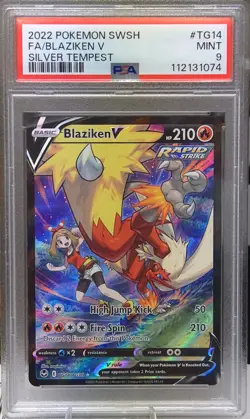 2022 Pokemon SWSH Silver Tempest BLAZIKEN V Full Art TG14/TG30 - PSA 9 - Image 1